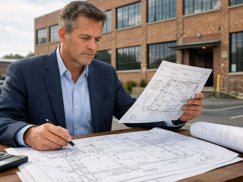 Buyer reviewing documents for ALTA surveys before purchasing an older commercial property